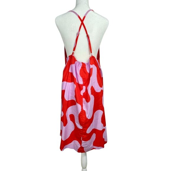 Ava & Viv Red Lavender 1X Plus Size Women Spaghetti Strap Cotton Mini Sun Dress - Picture 2 of 9